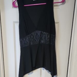 Wet Seal Black Asymmetrical Sleeveless Top
